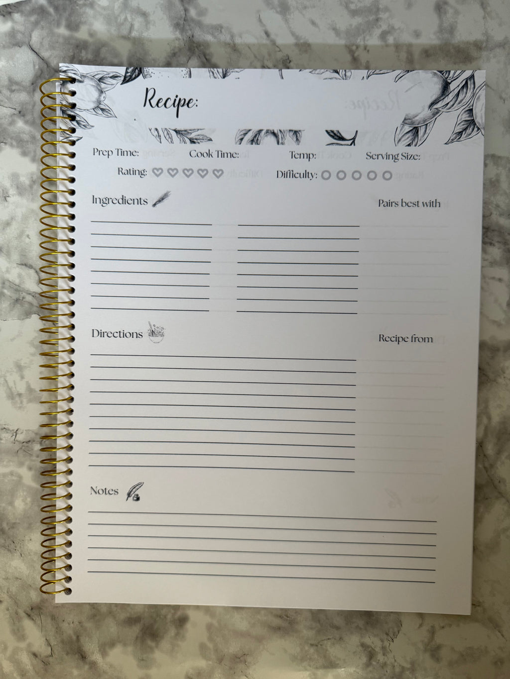 Blue Lemon Recipe Notebook